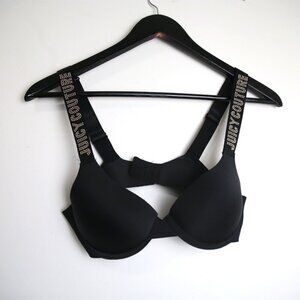 Juicy Couture Intimates Black Rhinestone Embellished Push Up Bra Size 34B